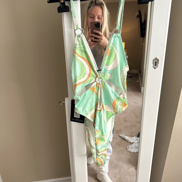 2/$20 tags pretty little thing, high leg, deep V one piece, bathing suit swim - Picture 2 of 4